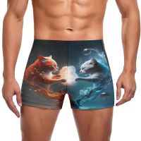 Power Cat Swimming Trunks 3d Style Yin Yang Trending Elastic Swim Boxers Pool Large Size Men Swimsuit Swimwear