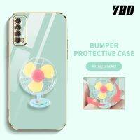 YBD เคสโทรศัพท์แบบเรียบง่ายหรูหราสำหรับ Huawei Y7A Y6P Y8P 2020 Y9S Huawei Enjoy 20 SE ที่วางพัดหลากสีแบบหมุนได้คลุมทั้งหมดเคสกันกระแทกกล้อง