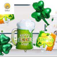 อะลูมิเนียมฟอยล์ SHUI70300สร้างสรรค์แก้วเบียร์โชคดีแชมร็อก St.patrick S Day Layout Party Supplies Fesitival Balloon ไอร์แลนด์ตกแต่งธงวันชาติเกาหลี