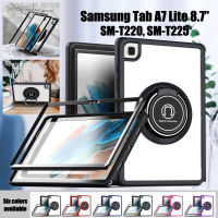 สำหรับซัมซุงกาแล็กซีแท็บ A7 Lite (2021) 8.7 "SM-T225N SM-T220 SM-T225แฟชั่นกันกระแทก Casing Tablet ° หมุนได้ป้องกันเต็มรูปแบบ2 In1กรอบที่ชัดเจนถอดออกได้