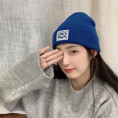 [COD]2022 หมวกถักรุ่นใหม่ Klein สีฟ้าผู้หญิงสไตล์เกาหลี ins หมวกหน้าญี่ปุ่นหมวกไหมพรมกันหนาวฤดูใบไม้ร่วงและฤดูหนาว