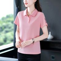 เสื้อยืด2023สำหรับผู้หญิง,เสื้อยืดแขนสั้นแฟชั่นเวอร์ชันเกาหลีวัยกลางคนเสื้อลำลองเสื้อโปโลฤดูร้อน