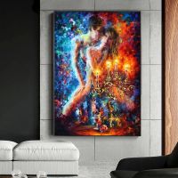 Passion Sexy Painting Naked Woman and Man Abstract Body Art Graffiti Oil Painting Canvas Print for Bedroom Hotel Wall Decoration