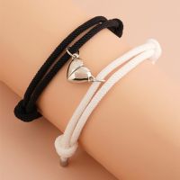 Fashion Heart -shaped Magnetic Flocking Handicon Magnetic Small Personality Couple Magnetic Fastening Bracelet Female 2PCS/set