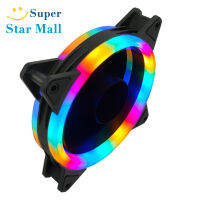 Supermall เคส Rgb 4pin 120มม. พัดลมทำความเย็นตลับลูกปืนของเหลวสีฟ้า-แดง-ขาวฮีทซิงค์หม้อน้ำพัดลมพัดลมแอลอีดี