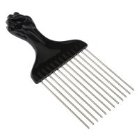 Black Fist Afro Pick Metal Wide Teeth Hair Comb For Volumizing Hair Styling Anti-static Comb Brush Detangling Comb