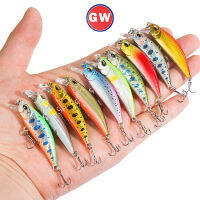 เหยื่อตกปลาใหม่5ซม./5G ABS 3D Eyes Trolling Bass Sinking Minnow เหยื่อเลเซอร์พร้อมตะขอสามชั้น2ชิ้น