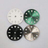 29มม. นาฬิกา Dial ดัดแปลง4Pins สีเขียว Luminous GMT Modified Dial สำหรับ NH34ไม่มีโลโก้นาฬิกา Accessories