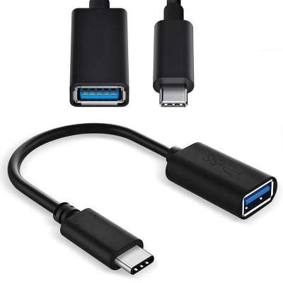 USB 3.1 Type C to USB 3.0 Type A Male-to-Female OTG Data Connector Cable black