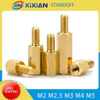 [HOT JIAZZAQQMGW 555] M2 M2.5 M3 M4 M5 Hex ทองเหลือง Standoff Spacer หกเหลี่ยม Stand Off เมนบอร์ดคอลัมน์ Rack Stud เสาทองแดงบอร์ด PCB Nut Bolt สกรู