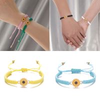 Korea Fashion Lucky Knot Sunflower Bracelets For Women Men Charm Woven Handmade Bangles Braided Adjustable Jewelry Birthday Gift Charms and Charm Brac