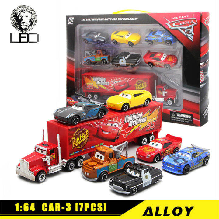 Leo 1:64 Cars3 Lightning Mcqueen 7 In 1 Diecast Cars Alloy Car Model 