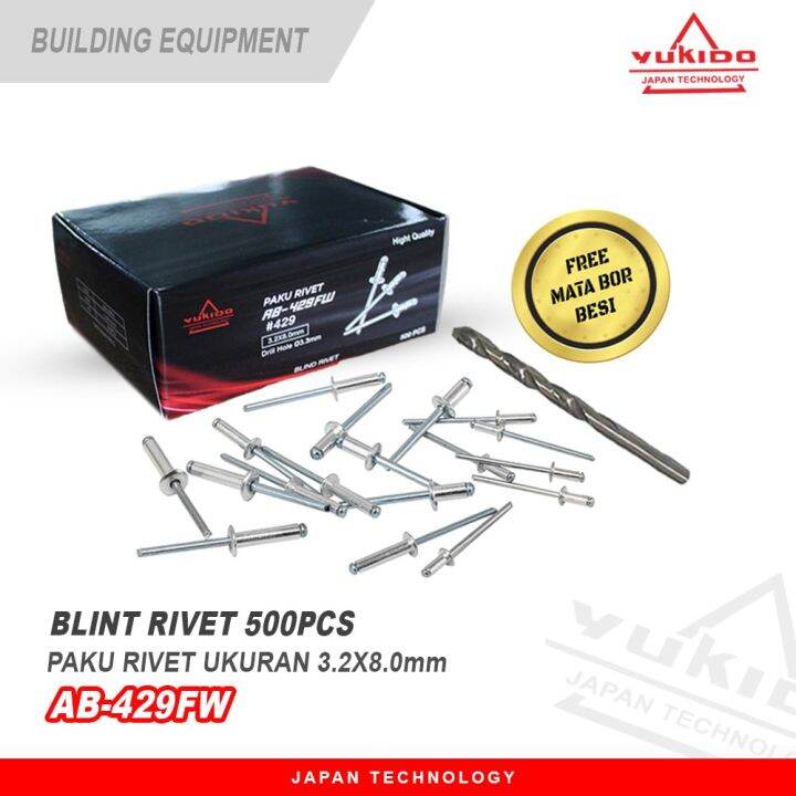 [UKURAN LENGKAP] YUKIDO Paku Rivet Blind Rivet Ripet Rivet Tembak 1 Dus ...