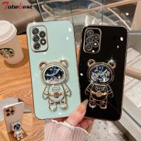 FDD เคสขาตั้งโทรศัพท์ชุบลายหมีอวกาศสำหรับ Samsung Galaxy A12 A22 A32 A42 A52 A72 A52S A13 A33 A53 A73ปลอกซิลิโคน4G 5G A82