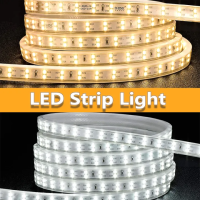 Qtisify（พร้อมอะแดปเตอร์）ไฟเส้น led สว่าง ไฟเส้นLED Strip ไฟท่อ ไฟเส้นสายยางกันน้ำ SMD 2835 แสงวอร์มไวท์และแสงขาว พร้อมปลั๊กและหัวปิด สามารถตัดได้