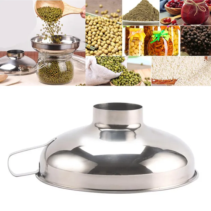 4Pcs Stainless Steel Funnel Hopper Filter Wide Mouth Canning Kitchen Detachable