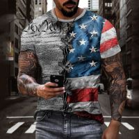 Vintaget-shirt For Men American  3d Printing T Shirt Oversized Short-sleeved Casual Mens Clothing Festive Streetwear Top Tees