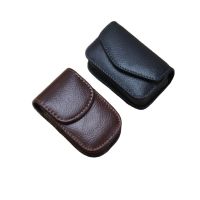 Real Leather folding presbyopia glasses case wholesale Belt Eyewear Waist bag glasses pouch Portable Genuine leather eye case