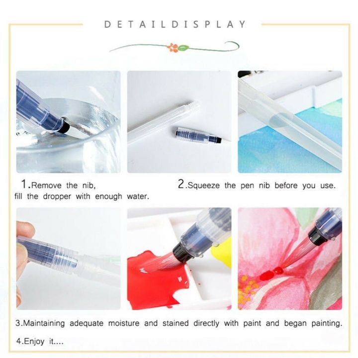 new-6pcs-refillable-painting-drawing-pencil-art-water-color-brush-pen-washable