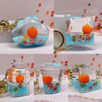 ins Tiffany blue orange floating into the oil key chain creative orange quicksand bottle gift genuine high-value key toys