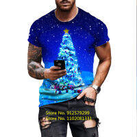 2023 newMens Fashion Funny Christmas Men T-Shirt 3D Printing T-Shirt Casual Round Neck Short Sleeve T-Shirt