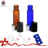 【CW】 15pcs 10ml Thick Amber/blue Glass Roll On Bottle Roller Bottles for Essential Oils Perfume Aromatherapy