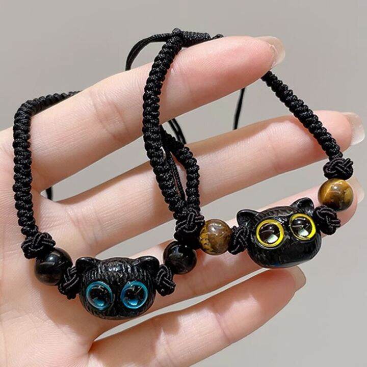 cute-cat-bracelet-for-two-adjustable-black-rope-bracelets-for-couple-friendship-unique-black-cat-bead-charm-bracelets-wholesale