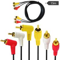 3 Kabel RCA-Kabel Audio/Video RCA Sudut Kanan 90 Derajat Berlapis Emas 3 RCA Ke 3 Kabel AV A/V Audio Video Komposit RCA 1.5M;