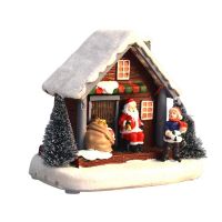 Christmas Snow Scene Village House Snowy Winter Town With LED Light Figurines Mini Resin Ornaments For Christmas Holiday Decor