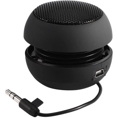 Mini Portable Travel Loud Speaker with 3.5mm Audio Cable Low Voltage Built-in Battery Retractable Speaker for IPod