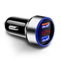 ที่ชาร์จแบตในรถ Dual USB Port 3.1A 12/24V Blue Atmosphere Light LED Voltage Display Universal For All Cars