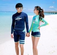 ชุดว่ายน้ำ ชุดว่ายน้ำคู่รัก Rashguard โทนสีฟ้า น้ำเงิน กันแดด กัน UV สวย หล่อ ใส่ไปฮันนีมูนได้จ้า (ขายแยกชุด)