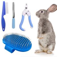 [WDA]❄☒❦ 4PCS Rabbit Grooming Kit with Rabbit Grooming Brush Comb Shampoo Bath Brush Pet Nail File Small Animal Nail Clippers Pet Comb Grooming Set for Rabbit Hamster Bunny Guinea Pig