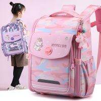 【LZ】℗✙♦  Mochila Ortopédica para Meninas Bolsas Escolares Kawaii para Crianças Crianças Anticongelante Desenhos Animados Unicórnio Camuflagem 1-5 Grau