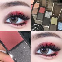 ❀ 2 Colors Eye Shadow Palette Matte Glitter Eyeshadow Gothic Red Black Pigments Waterproof Earth Color Shimmer Portable Cosmetics