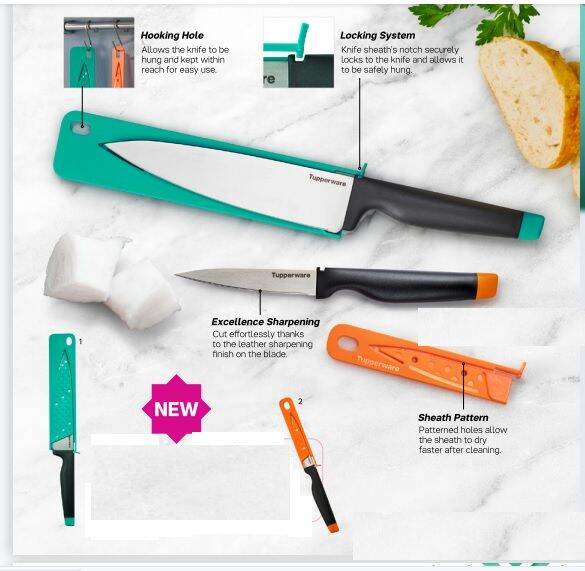 TUPPERWARE ASERIES CHEF KNIFE (1) FREE ASERIES UTILITY KNIFE(1