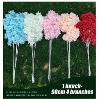 90cm Silk Cherry Blossom White Branch Drifting Snow Gypsophila Artificial Flowers Wedding Encrypted Ceiling Arch Decoration