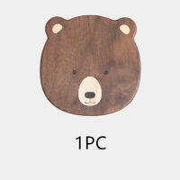 Bear Coaster Mini Bear Wooden Plate Insulation Pad Dinner Mat Dessert Cake Display Plate Thickened Wooden Food Decorations