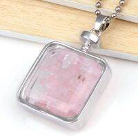 【cw】 xinshangmie Plated Garnet Stone Pink Quartzs Wishes Bottle Pendant Fashion Jewelry