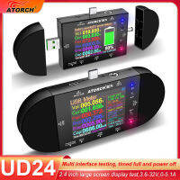 UD24 2.4 "นิ้ว USB Tester DC5.5 Type-C Digital Voltmeter Ammeter เครื่องตรวจจับแรงดันไฟฟ้าโวลต์ QC PD Electric Meter สำหรับ APP