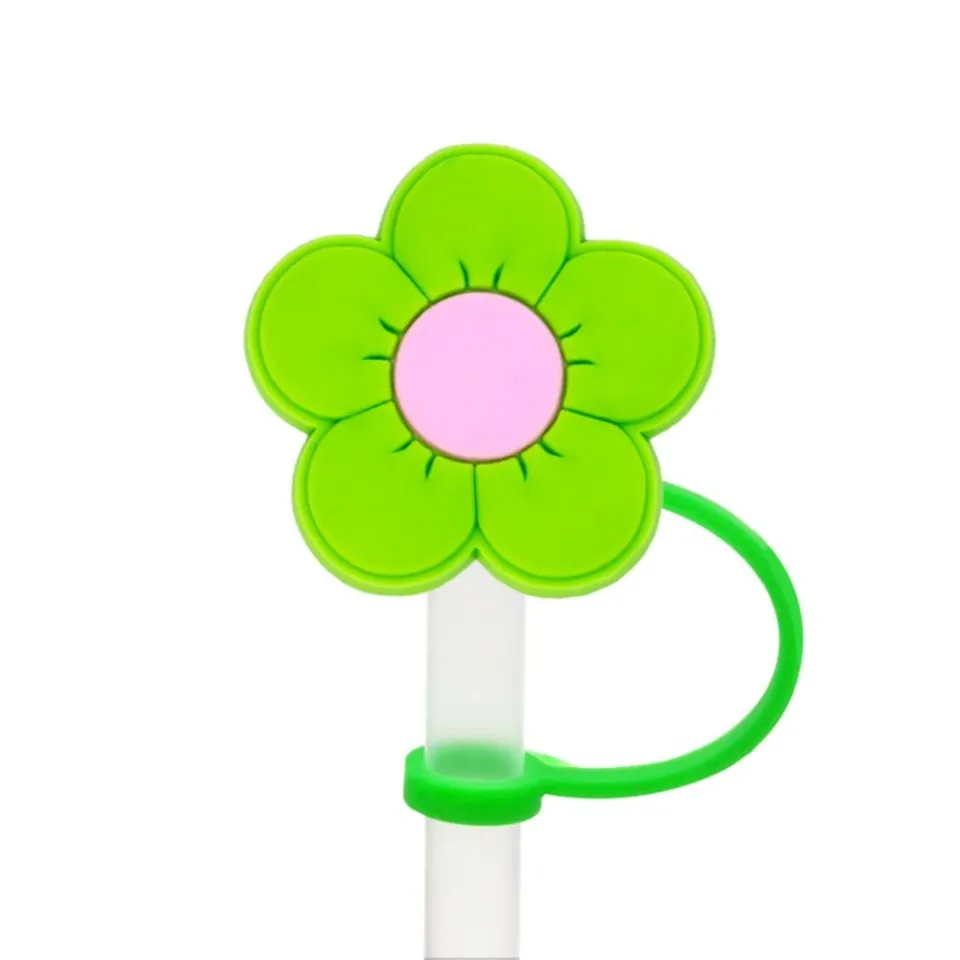 5pcs Anti Dust Straw Cover Cap Daisy Cute Silicone Straw Topper