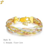 Italian 925 Sterling Silver Three Color Gold Plated Thread Weave Bracelets Fine Jewelry Women Trendy Valentines Day Gift