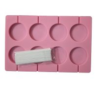 8 Holes Large Round 5CM Lollipop Silicone Molds With 20Pcs Sticks Chocolate Candy SugarCraft Gummy Moulds Cake  Decorating Tools Bread Cake  Cookie Ac