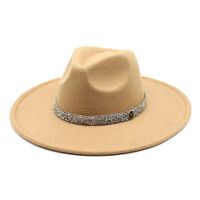 Womens Hat Wide Brim Simple Church Derby Top Hat Panama Solid Felt Fedoras Hat For Women Jazz Cap Pearl Crown Accessories 2022