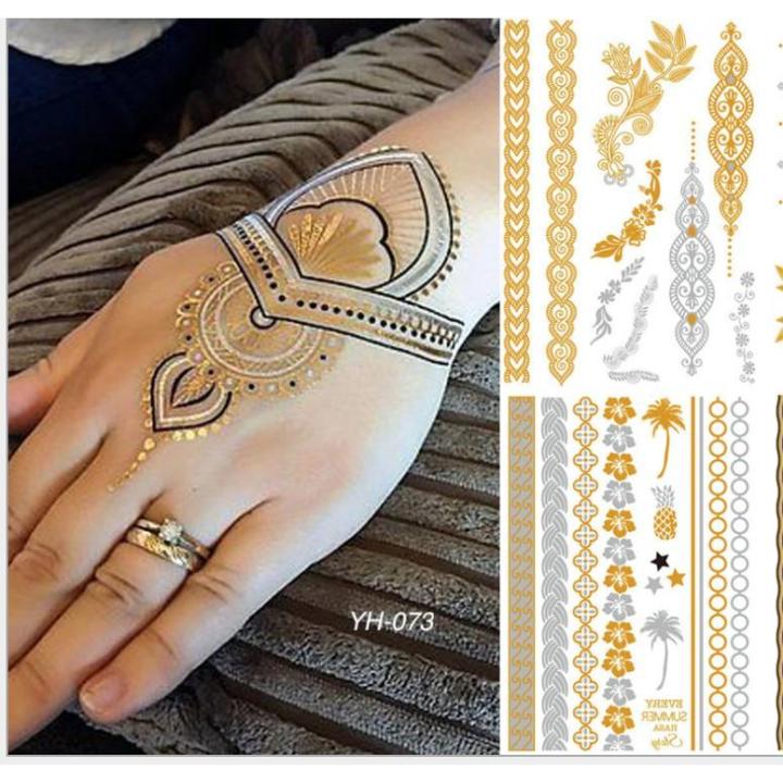 Chọn mẫu Hình xăm dán ánh kim  Set hình xăm nhũ ánh kim henna giả tatoo  CAMSAKURA  Shopee Việt Nam