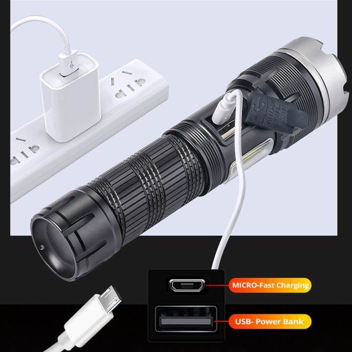 xhp360-flashlight-ไฟฉายสปอตไลท์-ไฟฉายแรงสูง-ไฟฉาย-อลูมิเนียมอัลลอยด์-with-1-26650-battery-ledยุทธวิธีแบบพกพาชาร์จมือถือได้-แรงสูงชาร์จ-usb-ไฟฉายแบบชาร์จ-สว่างมาก-ปรับได้-7-mode-โหมดสว่างมากสำหรับการตั