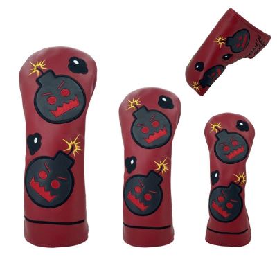 ❏♛♗ Devil Bomb Golf Club 1 3 5 คละสีไม้ Headcovers Driver Fairway Woods Cover หนัง PU Golf Putter Head Covers