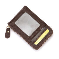 LSHUO ที่ใส่บัตรผู้ชาย RFID กระเป๋าสตางค์หนังแท้ที่ใส่นามบัตรมีซิปกระเป๋าใส่บัตรประจำตัว