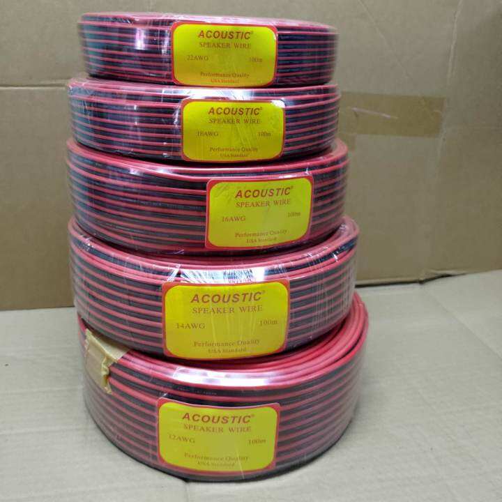 Speaker Wire heavy duty USA standard transparent / black and red per