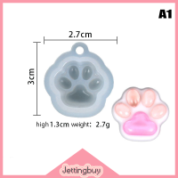 Jettingbuy พวงกุญแจอีพ็อกซี่ซิลิโคนรูปอุ้งเท้าแมวแม่พิมพ์เรซินลดกระหน่ำจี้ต่างหูแบบทำมืออุปกรณ์หล่อเครื่องประดับแม่พิมพ์เทียนกระจกแวววาวแบบเคลือบ